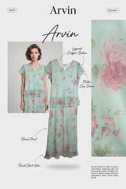 J.B.S. Ltd. Women's Floral Print Layered Chiffon Tea Dress #877